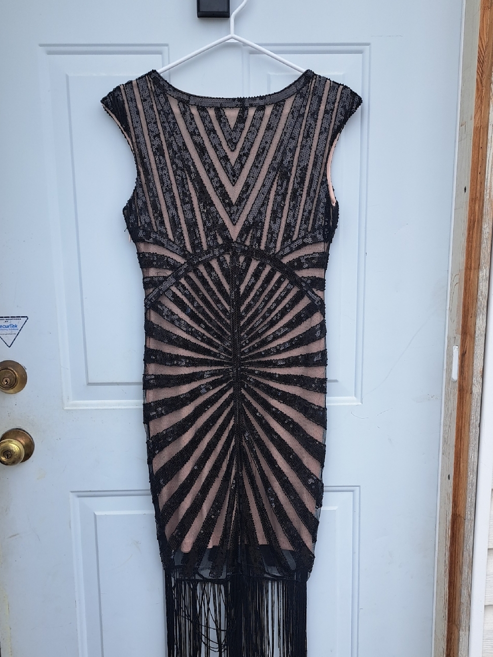 Elegant Black and Beige Sequin Dress